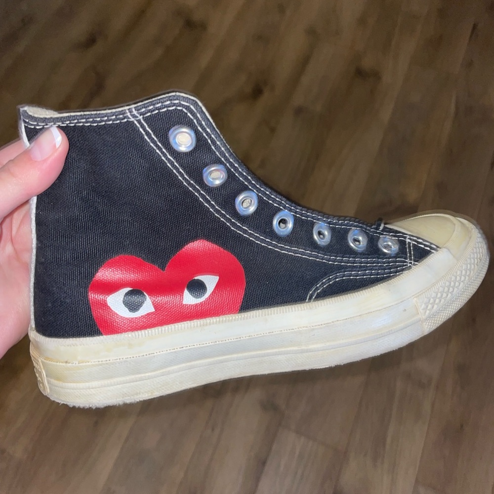comme de garçons hidden heart high top sneaker
